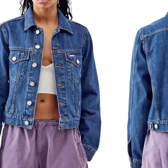 BDG Urban Outfitters Blue 100% Cotton Denim Trucker Jacket - Size M - Picture 4 of 5